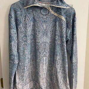 Blue Paisley shirt, zipper at the neck,long sleeves made by Exclusive Size M